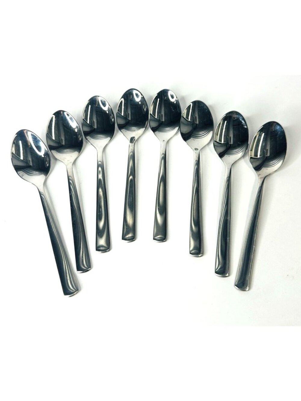 WMF Line Cromargan Set of 8 Demitasse Spoons Stainless Flatware Germany 4.5” VTG